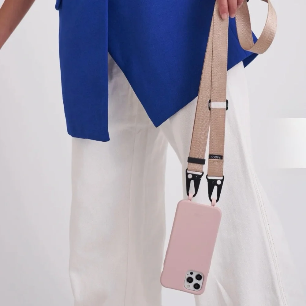 LOUVE COLLECTION Latte Love Nude Crossbody Phone Lanyard